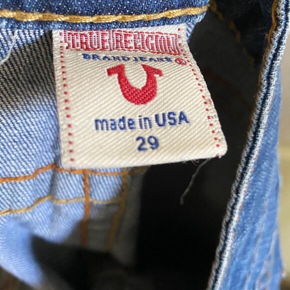 True Religion Women's Johnny Stadium Patch Embroidered Logo Pocket Jeans Size 29 - Picture 2 of 8